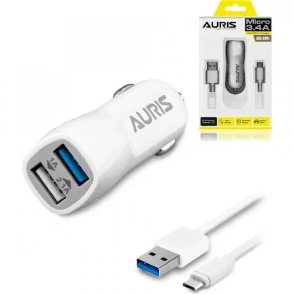 3.4A Akım Korumalı Micro Usb Araç Şarj Aleti (Auris CR-01)